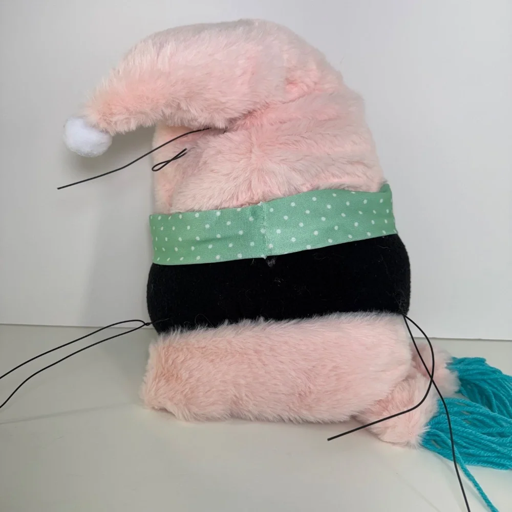 22” Plush Penguin Head Wreath Accent Pink Mint Green Wired Hat Scarf Pre-Wired
